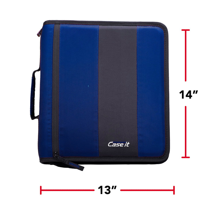 Case-It The Classic Zipper Binder - 2 Inch O-Rings - Multiple Pockets - 800 Sheet Capacity - Comes with Shoulder Strap - Midnight Blue D-251 Single