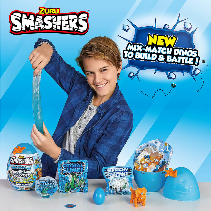 ZURU Smashers Mini Smashable Egg with Many Surprises! - Exclusive Dino Ice Age T-Rex - Slime, Dinosaur Toy, Collectibles, Toys for Boys and Kids