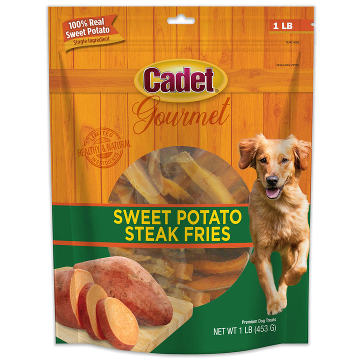 Cadet Gourmet Sweet Potato Fries Dog Treats - Healthy & Natural Sweet Potato Dog Training Treats for Small & Large Dogs - Inspected & Tested in USA (1 lb.) 1 Pound (Pack of 1)