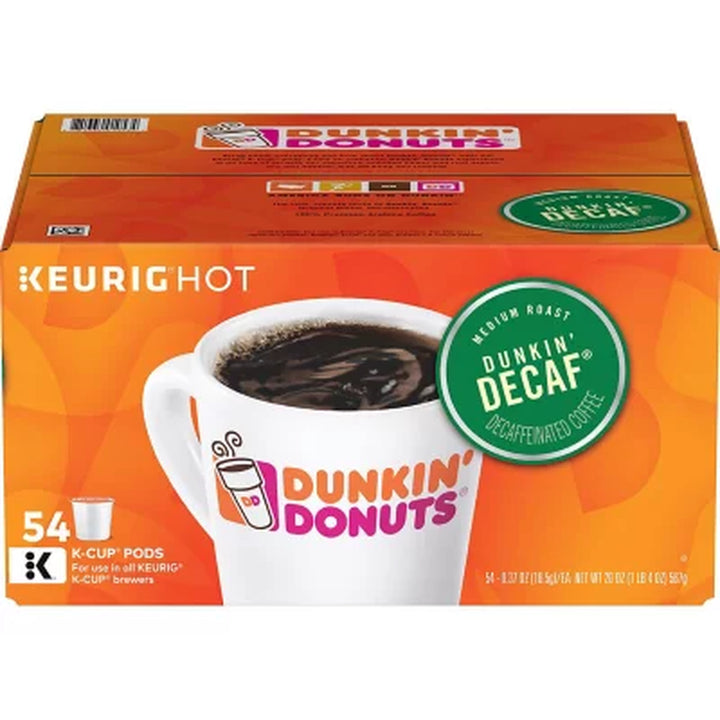 Dunkin' Donuts Decaf Coffee K-Cups, Medium Roast 54 Ct.