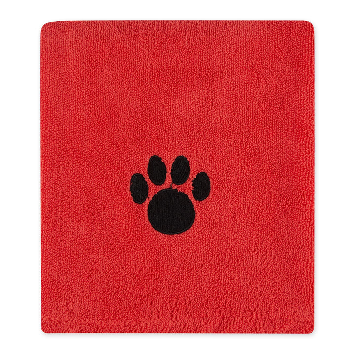 Bone Dry Pet Grooming Towel Collection Absorbent Microfiber X-Large, 41x23.5", Embroidered Red