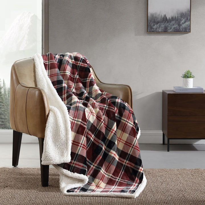 Eddie Bauer - Throw Blanket, Super Soft Reversible Sherpa Fleece Bedding, Ideal Christmas & White Elephant Gifts, Cozy Plaid Throw Blankets for Couch (Elk Stance Grey, Throw) Elk Stance Grey/White Animal