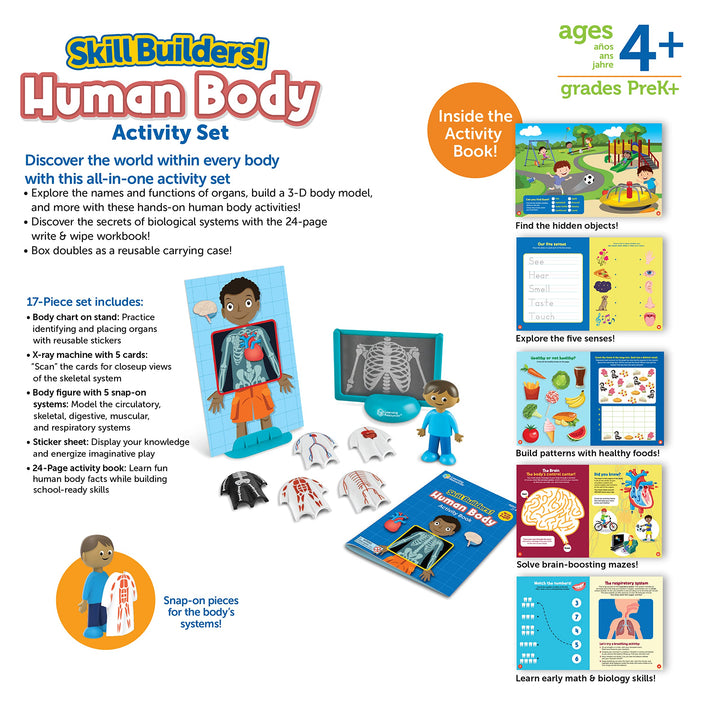 Learning Resources Skill Builders! Human Body Activity Set,1 Preschool Learning Activities, Preschool Science, Preschool Activity Book,Human Body Parts for Kids, Back to School,Ages 4+,7 Pieces