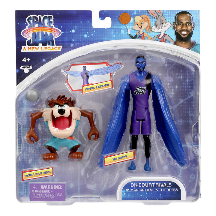 Moose Toys Space Jam: A New Legacy - 2 Pack - On Court Rivals - Tasmanian Devil & The Brow, Multicolor, (14581)