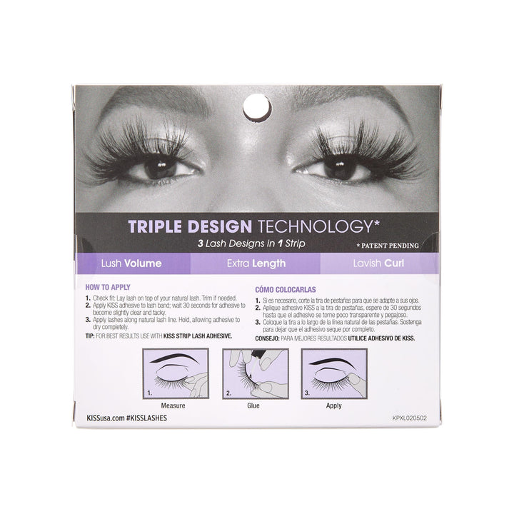 KISS Lash Couture Triple Push-up False Eyelashes, 'Halloween 02', Includes, Contact Lens Friendly, Easy to Apply, Reusable Strip Lashes 1 Pair (Pack of 1) Chemise