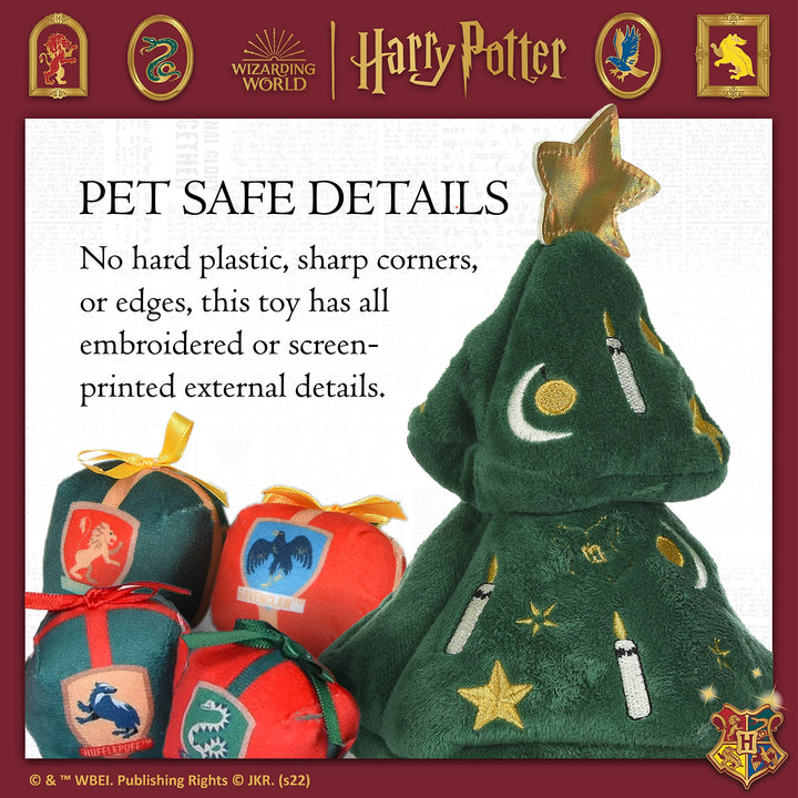 Harry Potter 14" Holiday Tree Burrow Dog Toy with Plush Squeaker Hogwarts House Presents | Dog Toys for Pets, Plush Dog Toy, Dog Squeaky Toy, Toys for Dogs