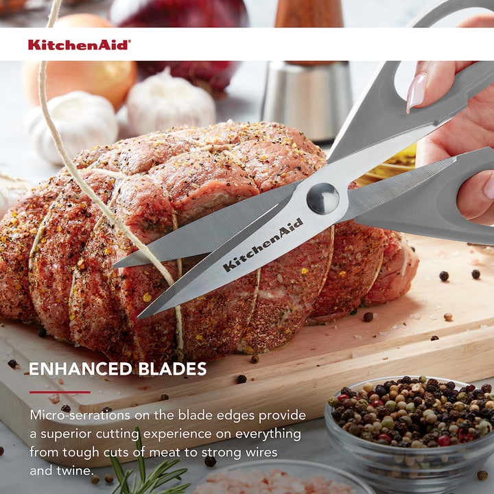 KitchenAid All Purpose Kitchen Shears with Protective Sheath for Everyday use, Dishwasher Safe Stainless Steel Scissors with Comfort Grip, 8.72-Inch, Gray 8.72 Inch