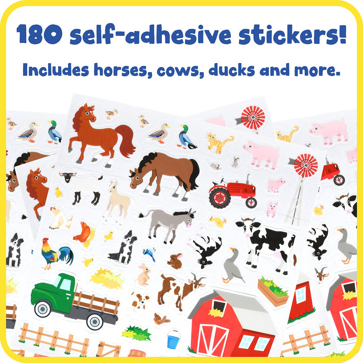 READY 2 LEARN Foam Stickers - Farm - Pack of 180 - Self-Adhesive Stickers for Kids - 3D Puffy Farm Stickers for Laptops, Party Favors and Crafts