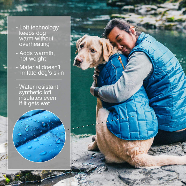Kurgo Loft Dog Jacket, Reversible Dog Coat, Wear with Harness or Sweater, Water Resistant, Reflective, Winter Coat For Medium Dogs (Lava Lamp, M) Lava Lamp