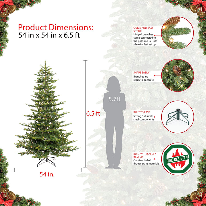 Puleo International 7.5 Foot Pre-Lit Aspen Fir Artificial Christmas Tree with 700 UL Listed Clear Lights Green 7.5' Aspen Fir with 700 Clear Lights