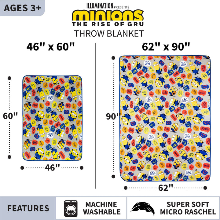 Franco Kids Bedding Super Soft Plush Throw Blanket, 46 in x 60 in, Minions The Rise Of Gru