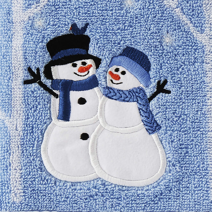 SKL Home Christmas Winter Friends Snowman Hand Towel 2pc Set for Bath/Kitchen & Gift, Blue Hand Towel Set