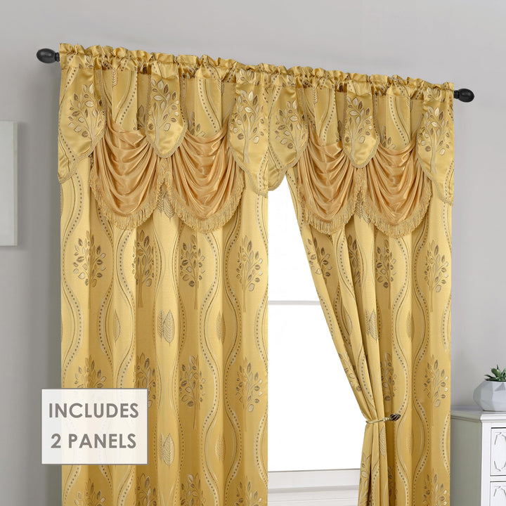 Elegant Comfort Luxurious Beautiful Curtain Panel Set with Attached Valance and Backing 54" X 84 inch (Set of 2), Navy Blue 54"W x 84"L (Pack of 2)