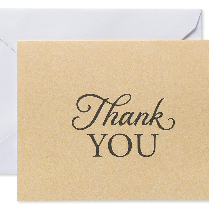 American Greetings Thank You Cards with Envelopes, Brown Kraft-Style (50-Count)