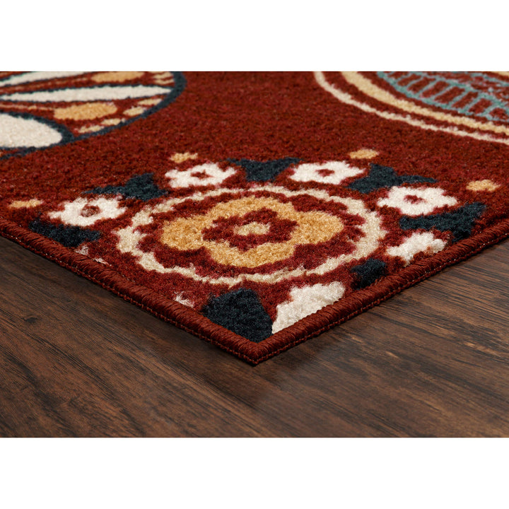 Maples Rugs Reggie Floral Kitchen Rugs Non Skid Accent Area Carpet [Made in USA], 1'8 x 2'10, Merlot 1'8" x 2'10"