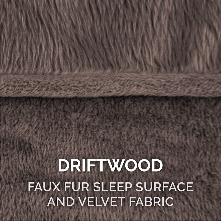 Furhaven Replacement Dog Bed Cover Faux Fur & Velvet Sofa-Style, Machine Washable - Driftwood Brown, Large Cover Only 36.0"L x 27.0"W x 0.3"Th (Faux Fur & Velvet) Driftwood Brown