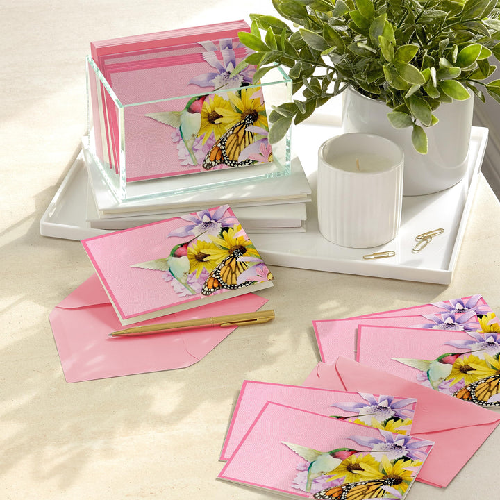 Hallmark Marjorlein Bastin Floral Notecards (20 Blank Cards with Envelopes) Butterfly & Hummingbird