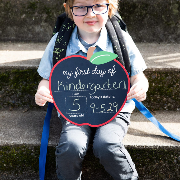 Pearhead First and Last Day of School Reversible Chalkboard, Reusable Photo Sharing Prop with Chalk, Celebrate School Memories and Milestones