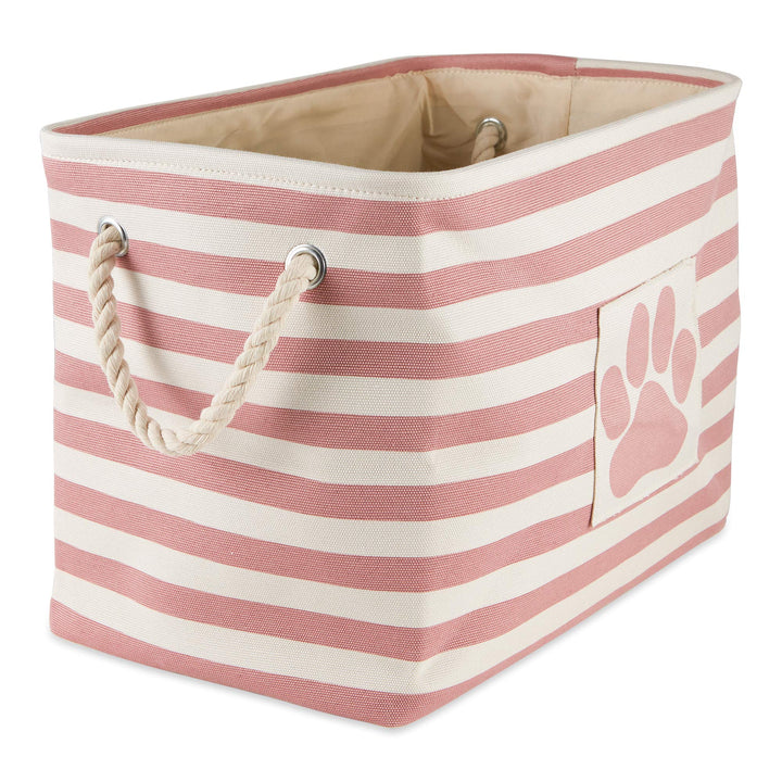 Bone Dry 5743 Pet Storage Collection Striped Paw Patch Bin, Large Rectangle, Rose