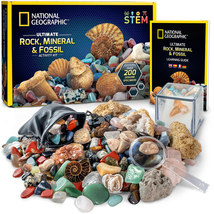 NATIONAL GEOGRAPHIC Rock Painting and Rock Collection Kit Paint with Water Kits + Fossils Kit – 200+