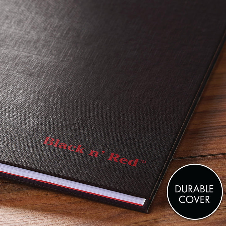 Black n' Red Notebook, Business Journal, 9-7/8" x 6-7/8", 70 Sheets, Ruled, Optik Paper, Scribzee App, Hardcover, Wirebound, Black (400110532)