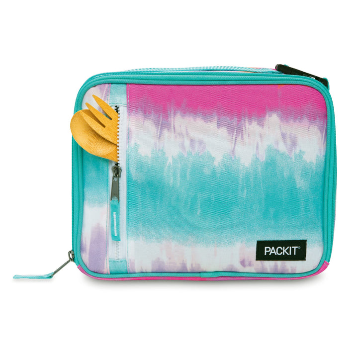 PackIt Freezable Classic Lunch Box, Tie Dye Sorbet, Built with EcoFreeze Technology, Collapsible, Reusable, Zip Closure With Zip Front Pocket and Buckle Handle, Designed for Lunches Multicolor/Assorted