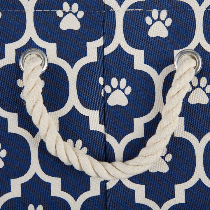 Bone Dry Pet Storage Collection Lattice Paw Print, Small Round, Nautical Blue