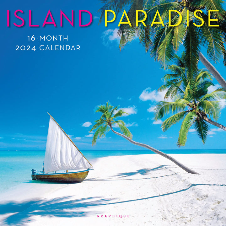 Graphique 2024 Island Paradise Wall Calendar | 12” x 12” | Thick Paper | Home & Office Organizer | Large Monthly Grid | 3 Languages & Marked Holidays | 4 Month Preview Page for 2025