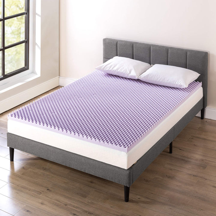 Best Price Mattress 3 Inch Egg Crate Memory Foam Mattress Topper with Soothing Lavender Infusion, CertiPUR-US Certified, Short Queen