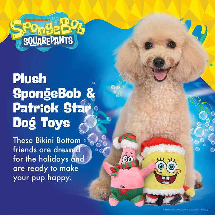 SpongeBob SquarePants for Pets Spongebob and Patrick Star 2pc Holiday 6 Figure Plush Dog Toys with Squeaker | Dog Toys for Spongebob Fans | Squeaky Dog Toys, Dog