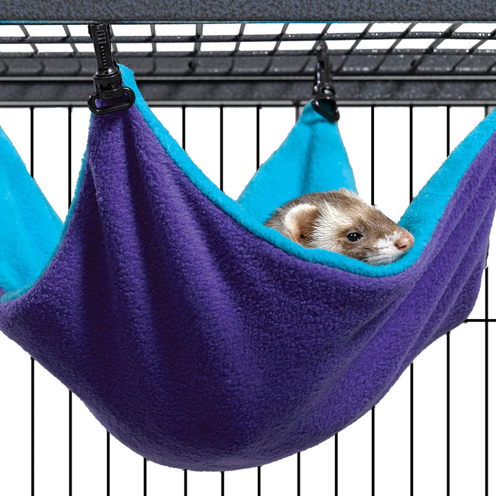 MidWest Homes for Pets Ferret Nation Small Hammock for Ferret Nation & Critter Nation Small Animal Cages | Measures 13L x 12W - Inches, Purple/Teal