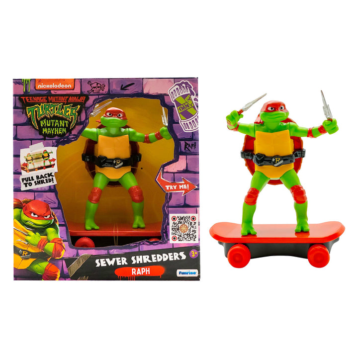 Teenage Mutant Ninja Turtles 5" Sewer Shredders - Raphael Movie Edition - Skate and Battle with Ninja Action - Ages 3+