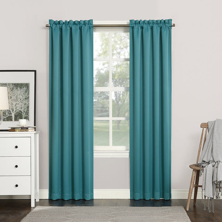 Sun Zero Easton Energy Saving Blackout Rod Pocket Curtain Panel, 40" x 84", Marine 40" x 84"