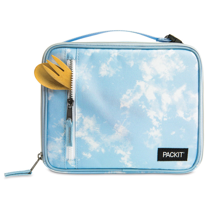 PackIt Freezable Classic Lunch Box, Blue Sky, Built with EcoFreeze Technology, Collapsible, Reusable, Zip Closure With Zip Front Pocket and Buckle Handle, Perfect for School Lunches