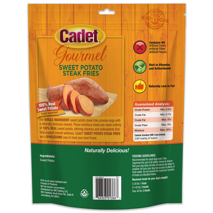 Cadet Gourmet Sweet Potato Fries Dog Treats - Healthy & Natural Sweet Potato Dog Training Treats for Small & Large Dogs - Inspected & Tested in USA (1 lb.) 1 Pound (Pack of 1)