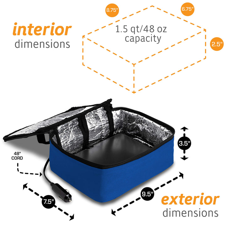 Hot Logic Mini Portable Oven, Blue, 12V Vehicle Plug, 1.5 Quart Capacity, Heats Food in Containers Lunch