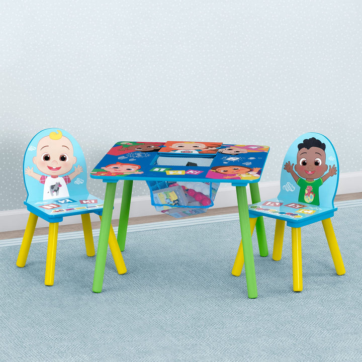 Delta Children Kids Table Storage (2 Chairs Included) -Ideal for Arts & Crafts, Snack Time, Homeschooling, Homework & More, Baby Shark, 3 Piece Set