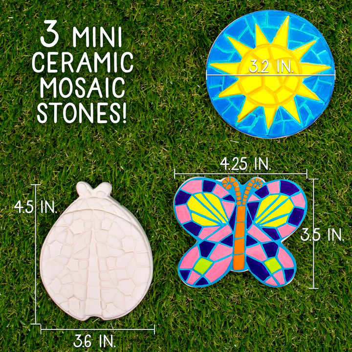 Creative Roots Mosaic Flower Garden Stepping Stone Kit, Includes 7-Inch Ceramic Stone & 6 Vibrant Paints, DIY Stepping Stone Kit for Kids Ages 6+