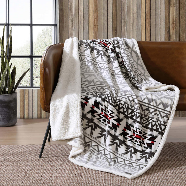 Eddie Bauer - Throw Blanket, Super Soft Reversible Sherpa Fleece Bedding, Ideal Christmas & White Elephant Gifts, Cozy Plaid Throw Blankets for Couch (Elk Stance Grey, Throw) Elk Stance Grey/White Animal