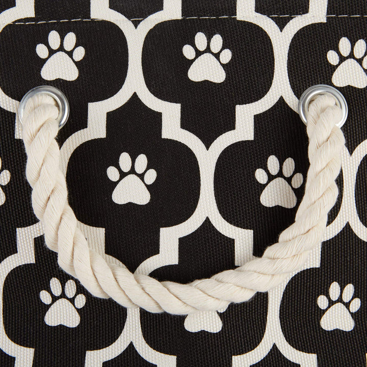 Bone Dry Pet Storage Collection Lattice Paw Print, Small Round, Black