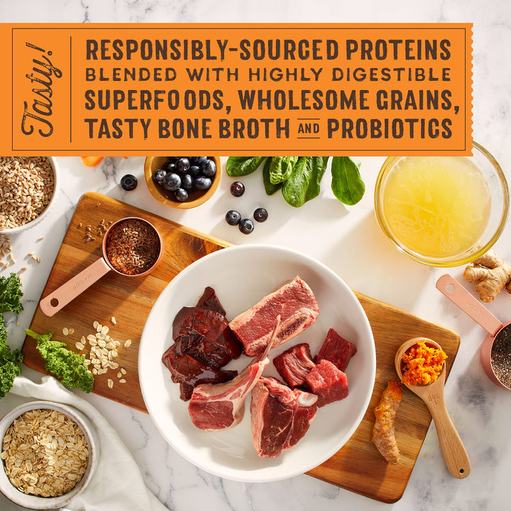 Stella & Chewy's SuperBlends Raw Blend Wholesome Grains Grass-Fed Beef, Beef Liver & Lamb Recipe with Superfoods, 3.25 lb. Bag 3.25 Pound (Pack of 1)