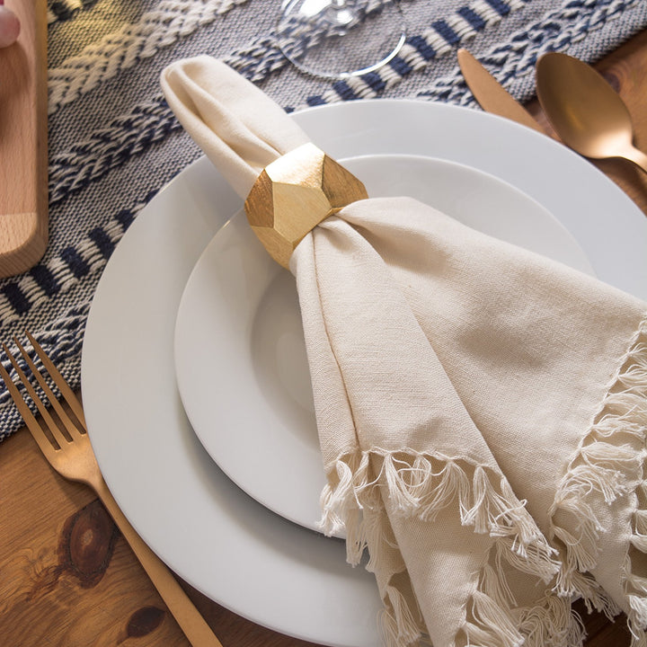 DII Farmhouse Braided Stripe Table Runner Collection, 15x72 (15x77, Fringe Included), Navy Blue