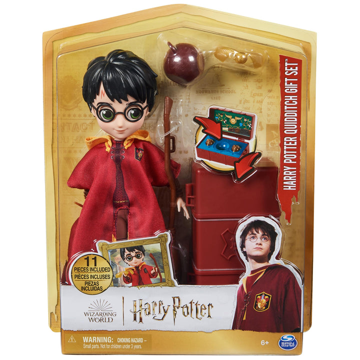 Wizarding World Harry Potter, 8-inch Harry Potter Quidditch Doll Gift Set with Robe and 9 Doll Accessories, 11 Pieces, for Kids