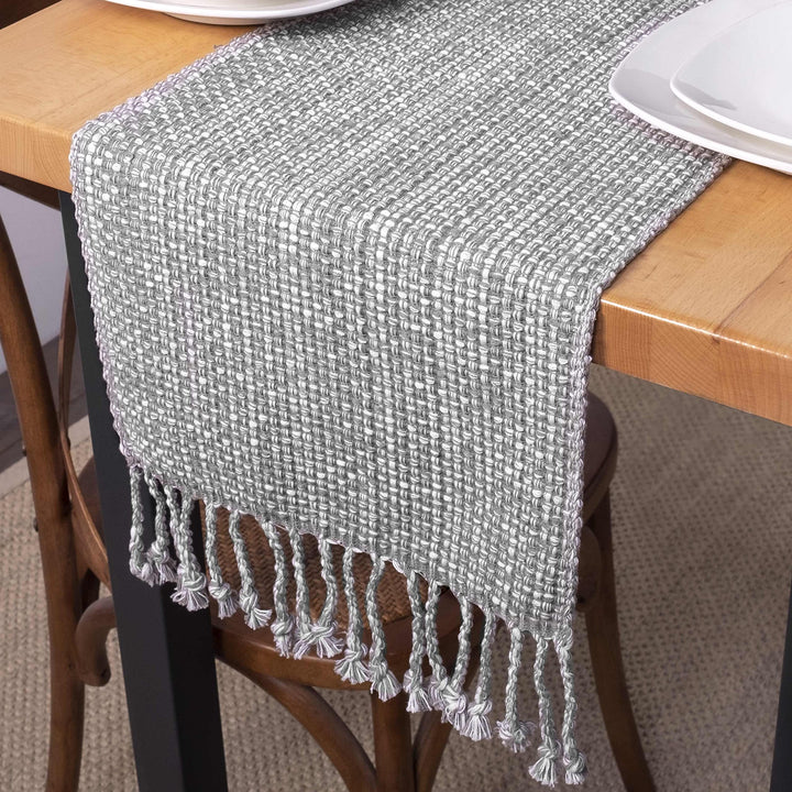 100% Cotton Table Runner for Dining Room Tables Rectangle Two Tone Woven Fabric 72" x 13" Soft Durable Table Runner, Gray