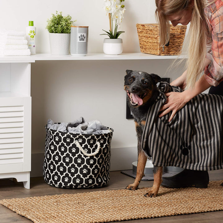 Bone Dry Pet Grooming Towel Collection Absorbent Microfiber X-Large, 41x23.5", Striped Black 41x23.5"