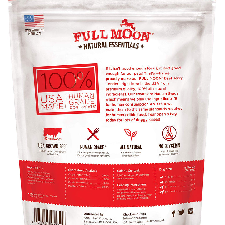 Full Moon All Natural Essentials Beef Jerky Tenders Free Range Human Grade 24 oz 1.5 Pound (Pack of 1)