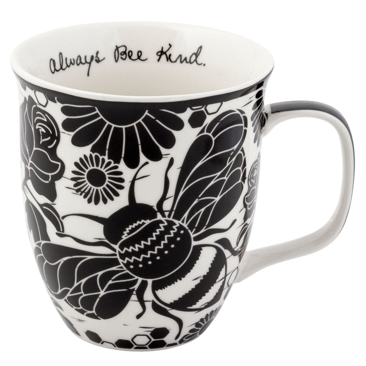 Karma Gifts 16 oz Black and White Boho Mug Bee - Cute Coffee and Tea Mug - Ceramic Coffee Mugs for Women and Men, 1 Count (Pack of 1) 1 Count (Pack of 1)