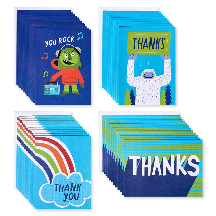 American Greetings Thank You Cards with Envelopes for Kids, Bright Blue (48-Count)