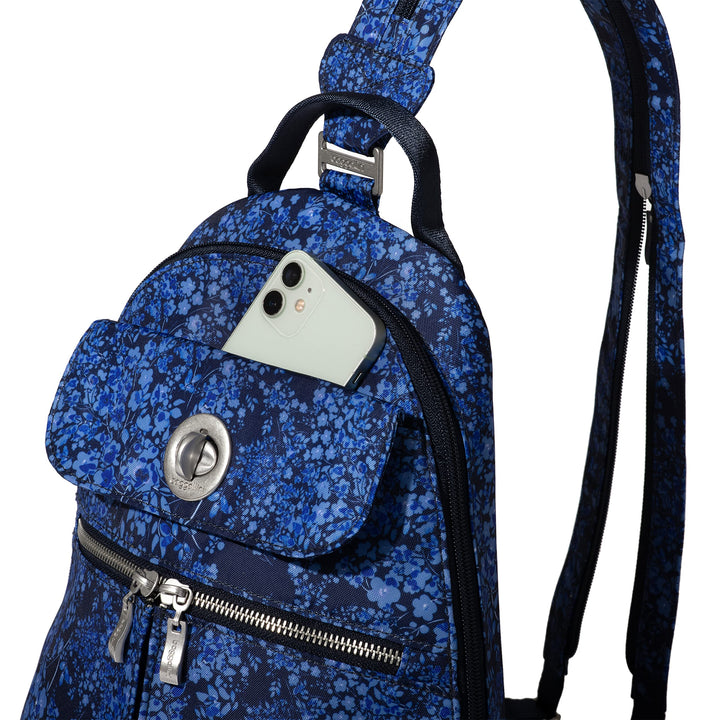 Baggallini Naples Convertible Small Daypack Sling Crossbody, Midnight Blossom One Size