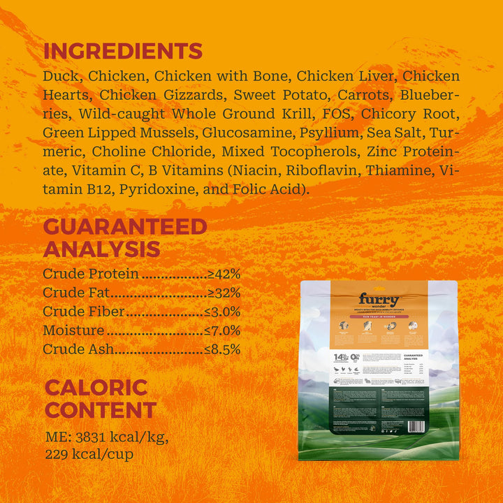 Freeze Dried Raw Dog Food Duck and Chicken Recipe 8 Ounce, UAS Made Grain Free High Protein Dog Food for Complete Meal or Food Topper, Freeze Dried Raw Diet for Mobility Advance 8 Ounce (pack of 1)